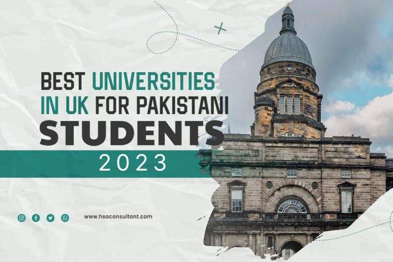 Text written " Best universities in Uk for Pakistani Students" Also an university building dome is placed at the background